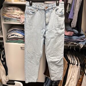Zara Light Wash Denim Jeans with Copper Button